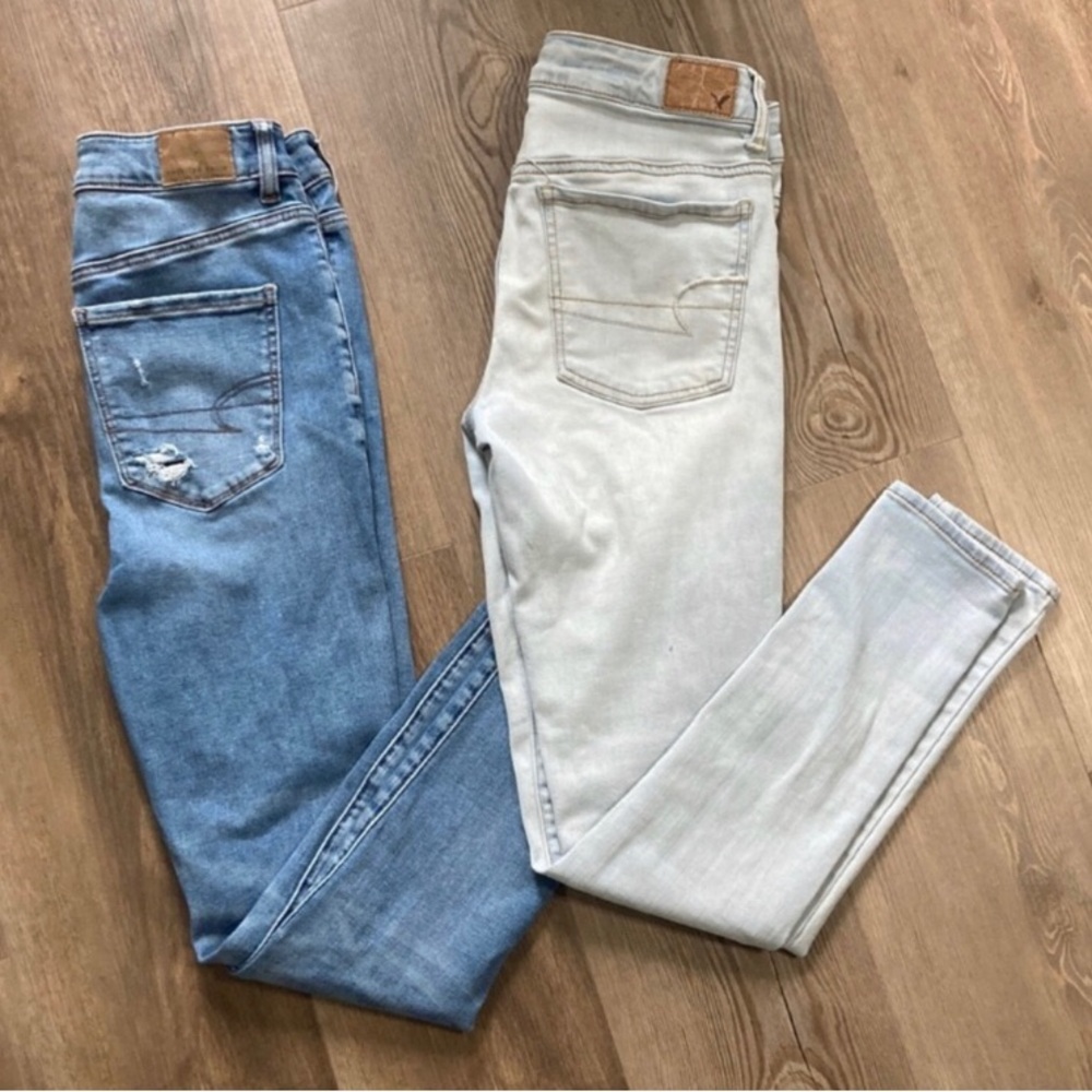 American Eagle Outfitters Blue and Gray Skinny Jeans